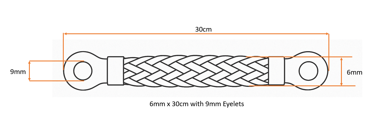 Copper Earth Braids with Crimp Eyelets – Pack of 5 Flexible Bonding Straps