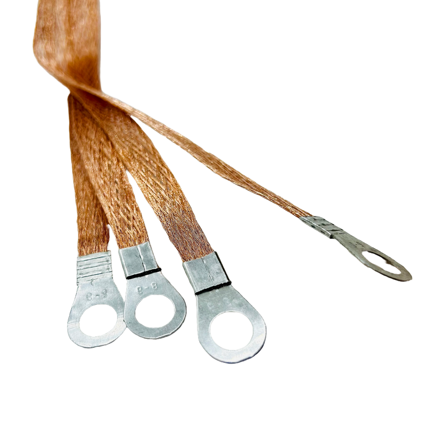Copper Earth Braids with Crimp Eyelets – Pack of 5 Flexible Bonding Straps