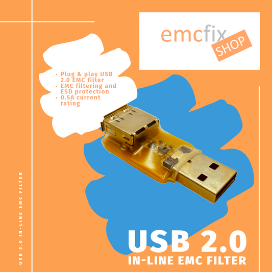 USB 2.0 In‑Line EMC Filter – Plug‑and‑Play Noise & ESD Suppressor