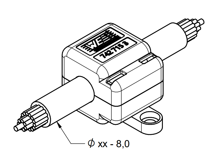 Snap Ferrite with Mounting Hole (0mm - 8mm cable diameter, 100MHz filtering) - Black-Würth-emcfix shop