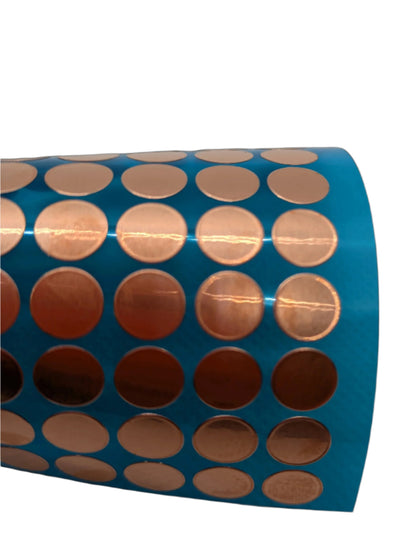 Self-Adhesive Copper Foil Dots — 8 mm, Sheet of 72