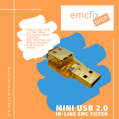 Compact USB-A 2.0 In-Line Filter — 5 V, 0.5 A